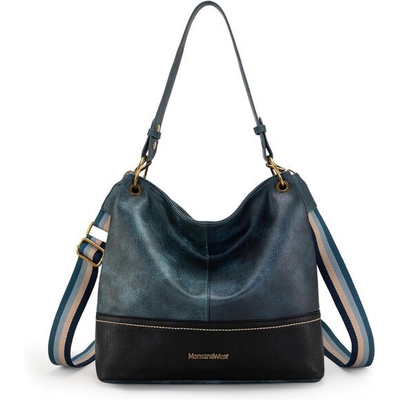 Women's Cross body Blue Hobo Bag For Ladies Shoulder With Zipper With Pocket